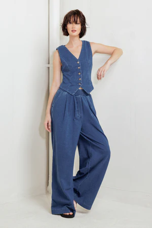 Casual denim pants made from French terry fabric, 'Urban Indigo French Terry Denim Pants'